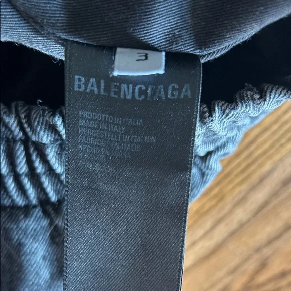 Balenciaga Black Denim Bomber Jacket with Red Accents - Picture 7 of 7